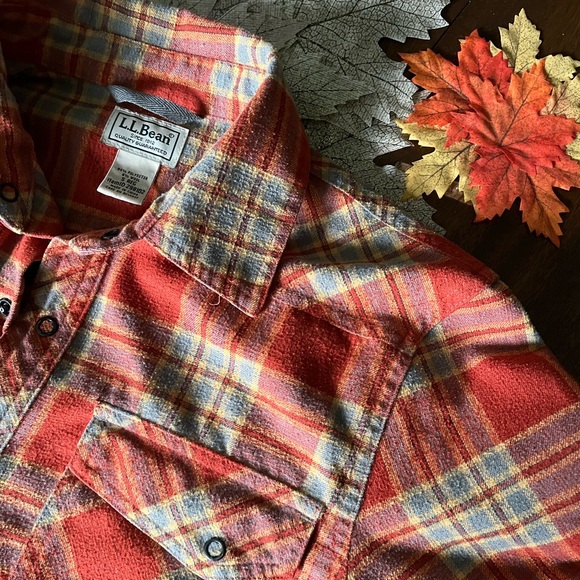 LL Bean Orange Wool Blend Flannel - Picture 1 of 5